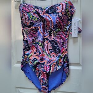 Anne Cole Womens One Piece Bathing Suit W/removeable Straps Plus Size 16 NWT